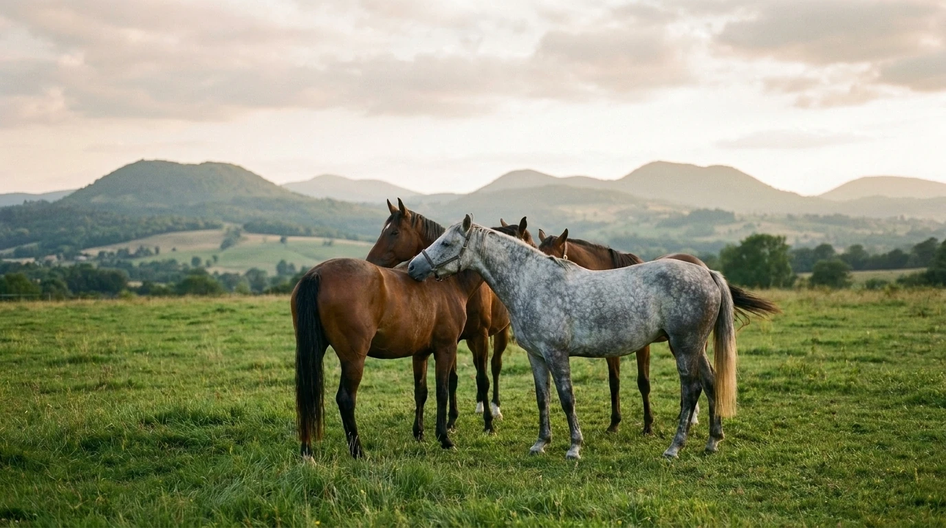 Les chevaux du Elevage des Musardes en liberté, Allier